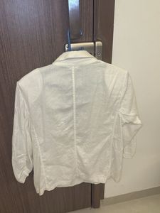 White Linen Blend Blazer