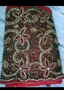 Embellished Red Silk Saree
