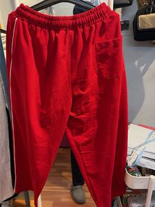 Red Sweatpants with White Stripe