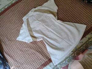 Adidas White &amp; Tan Athletic Top