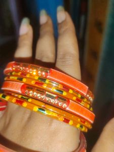 Vibrant Orange Bangles Set
