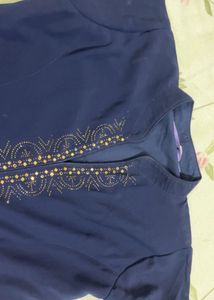 Elegant Navy Embellished Maxi Dress