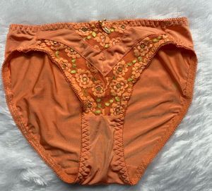 Orange Floral Lace Briefs