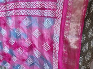 Vibrant Pink Silk Saree with Blouse
