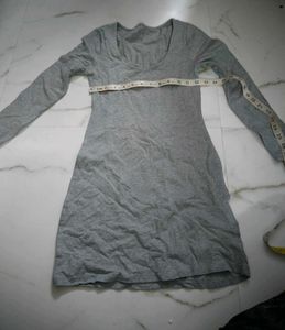 Grey Long Sleeve Mini Dress