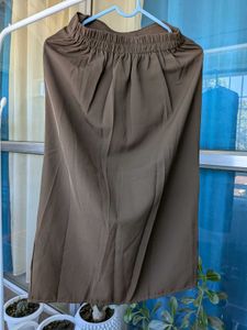 Brown midi skirt with drawstring