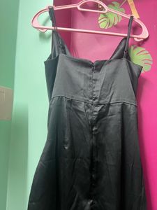 Magre Black Cowl Neck Ruched Midi Dress