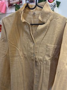 XL Beige Linen Shirt &amp; Shorts Set