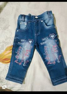 Girls Pink Top &amp; Denim Jeans Set