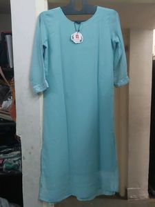 Blue Chiffon Lukhnavi Ready-made Full Set