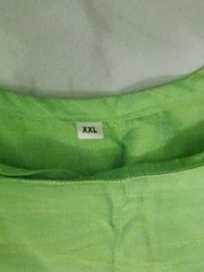 Parrot Green Kurthi With Beautiful Handwork