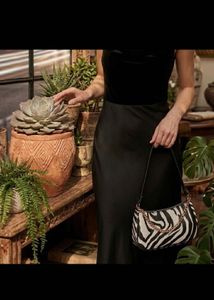 Zebra Print Shoulder Bag with Gold Chain