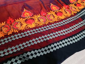 🇳🇿💫🎀Elegant Orange &amp; Grey Embroidered Saree