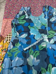 Blue Floral Print Kurta
