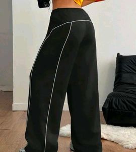Black Wide-Leg Track Pants