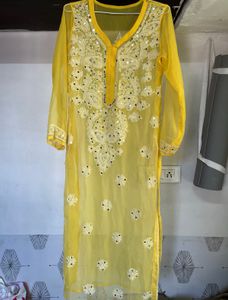 Yellow Embroidered Kurta