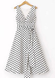 Polka Dot V-Neck Wrap Dress