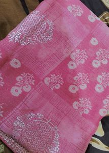 Pink Saree with Floral Print