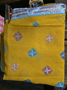 Yellow Embroidered saree