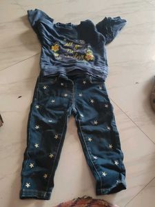 Girls Denim Jeans and Top Set