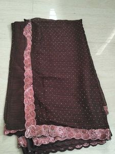 Elegant wine colour Embellished Saree