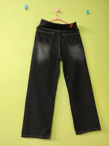 black wide-leg jeans