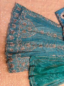 y2k Stunning Teal Lehenga Choli Set