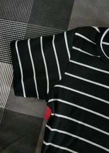 Striped Black &amp; White Turtleneck Top