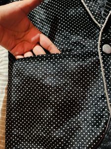 Men's Black Blazer with White Polka Dots