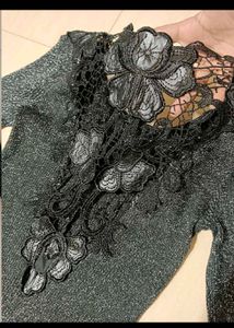 Sparkly Black Long Sleeve Top