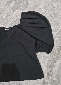 Chic Black Puff Sleeve Top