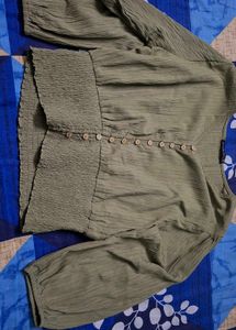 Crinkle Textured V-Neck Button-Up Top