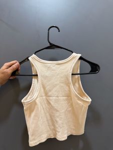 Cream Racerback Crop Tank Top