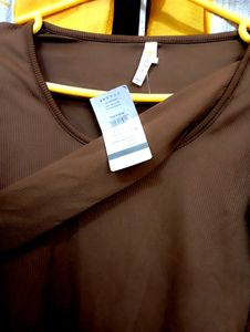 Chic Brown Ribbed Knit Midi Dress