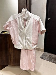 Pink Velour Tracksuit Set