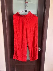 Vibrant Red Smocked Waist Pants