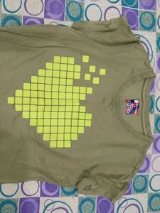 Olive Green Pixel Heart T-Shirt