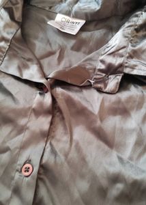 Shiny Collared Button-Up Shirt