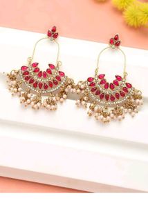 Pink Kundan Austrian Diamond &amp; Beads Dangle Ethnic