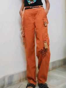 Orange Cargo Pants
