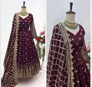 Maroon Embroidered Anarkali