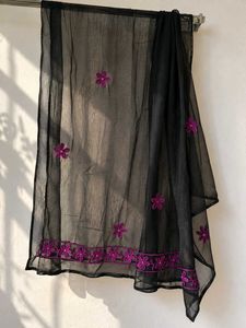 Lucknow Chikankari Black Dupatta / Stole