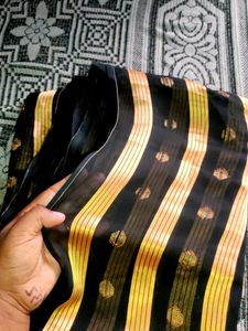 Black &amp; Gold Striped Saree