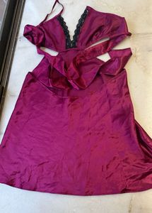 Burgundy Satin Lace Nightgown
