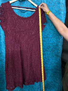 Ginger Floral Lace Mini Dress( Maroon)