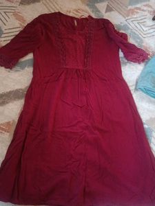 Maroon Kurta with Lace Detail
