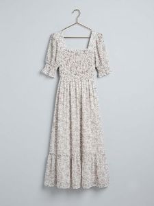 Chic Floral Puff Sleeve Midi Dress