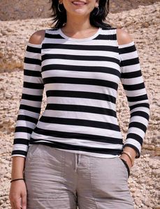 Striped Cold Shoulder Top