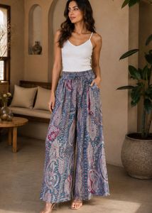Boho Paisley Print Kimono &amp; Pants Set