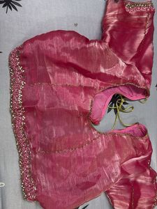 Exquisite Embellished Pink Saree
